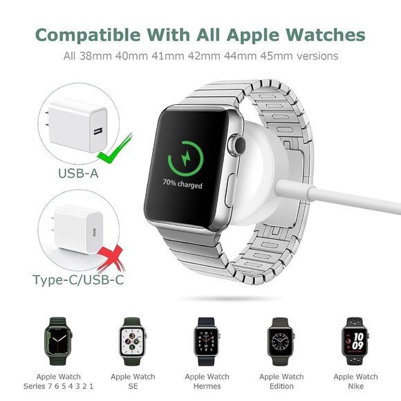 5.0 ft Upgrade iWatch Portable Wireless Apple Watch Series Watch Charger - Picture 2 of 9